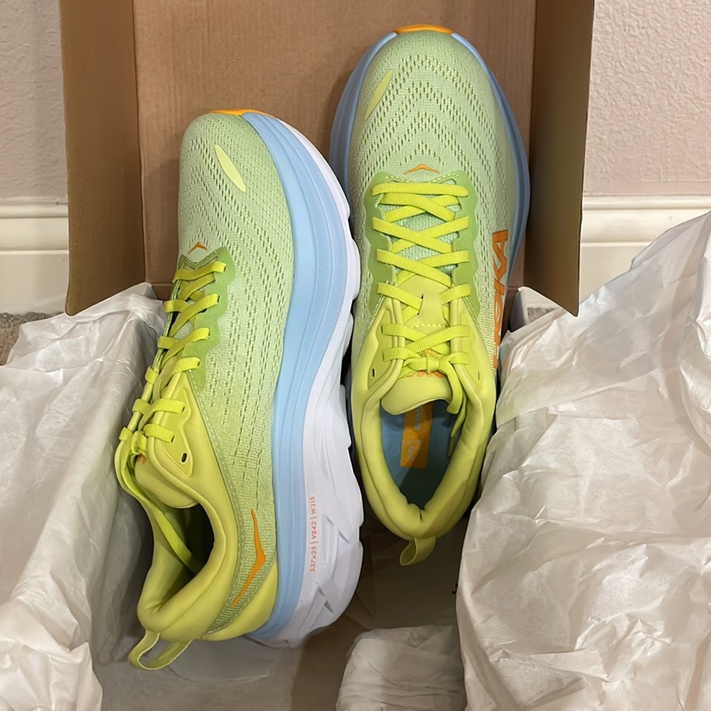 NIB Hoka Sneaker Men 10.5 Neon Green, Yellow& Orange. Fun Colors!
